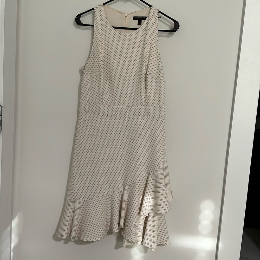 Banana Republic off-white black polka dot dress